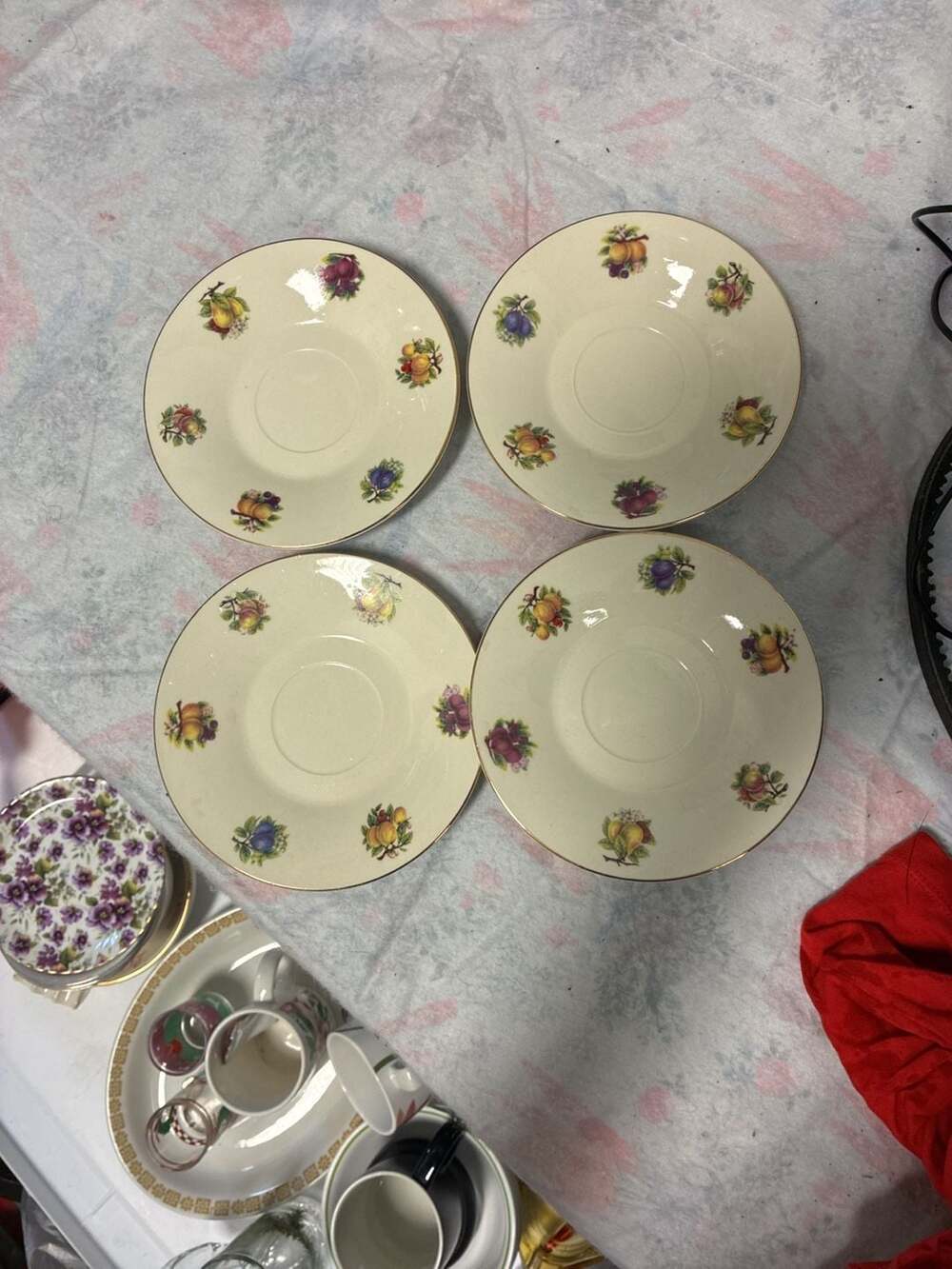 Formalities by Baum Bros. Fruit Pattern China Saucers Set of 4